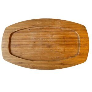 B. Smith With Style Bamboo Tray Oval Shaped Recessed Center Decorative Tan Wood